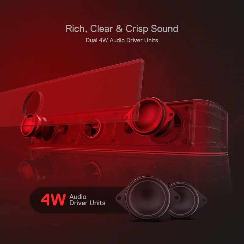 GS560 RGB USB Desktop Soundbar - 2.0 Channel Computer Speaker with Dynamic Audio-Light Sync Display
