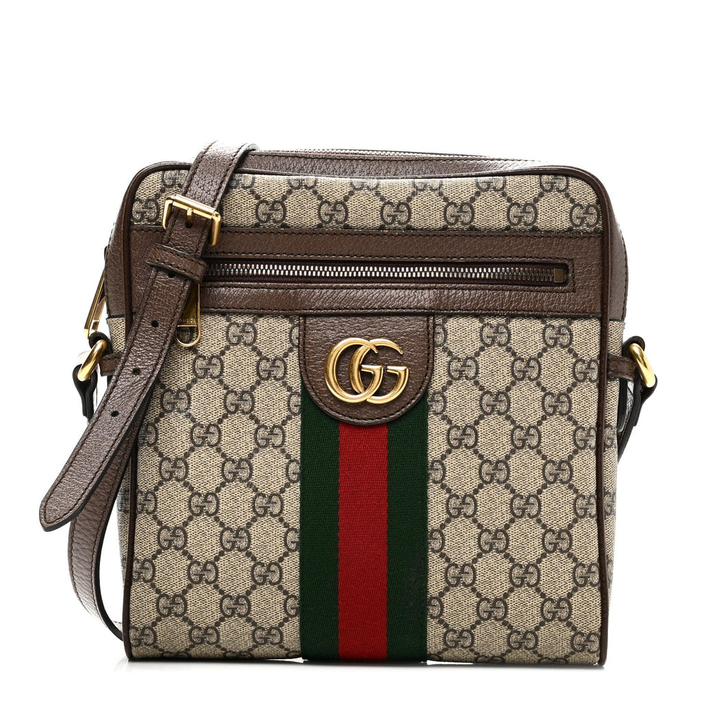 GG Supreme Monogram Web Small Ophidia Messenger Bag Brown