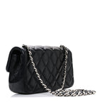 Lambskin Quilted Extra Mini Rectangular Flap Black