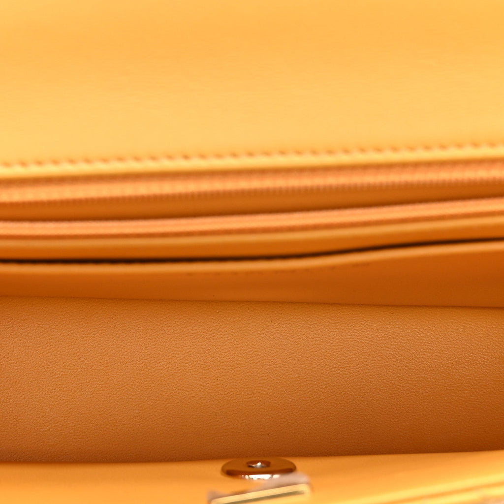 Lambskin Quilted Medium Crystal Top Handle Rectangular Flap Yellow