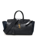 Calfskin Suede Small Monogram Downtown Cabas Navy Blue