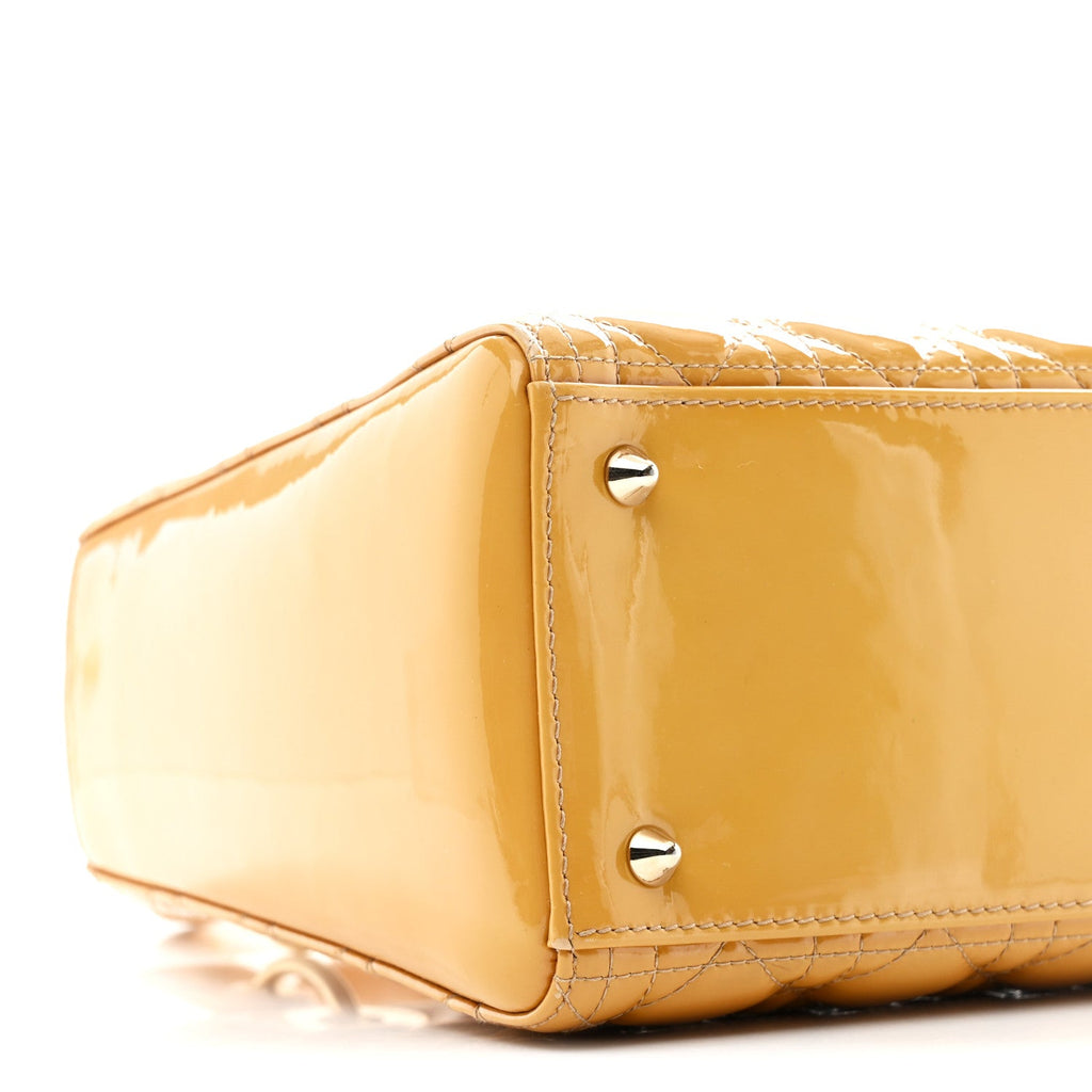 Patent Cannage Medium Lady Dior Dark Beige