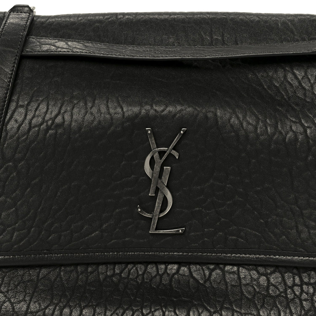 Grained Lambskin Monogram Large Niki Chain Satchel Black