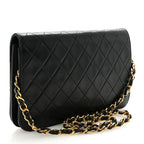 Lambskin Quilted Small Single Flap Bag Black