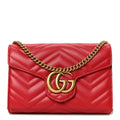 Calfskin Matelasse GG Marmont Chain Wallet Hibiscus Red