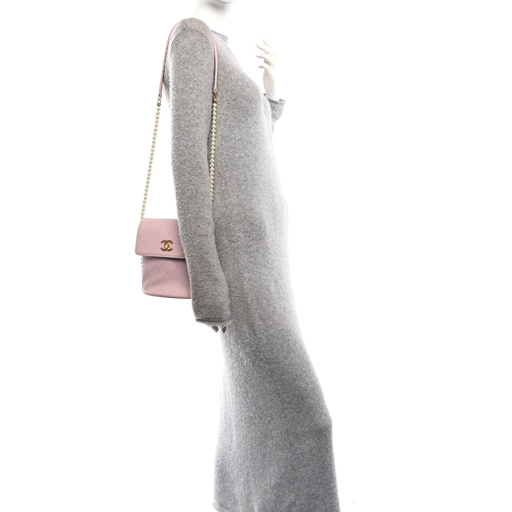 Calfskin Quilted Pearl Small About Pearls Hobo Bag Light Pink