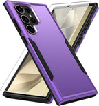 Entronix Bundle Compatible with Galaxy S24 Ultra - Soft-Touch Dual-Layer Case & 1 Clear Screen Protector