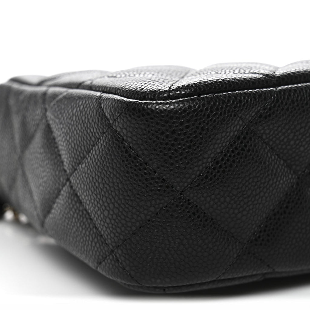 Caviar Quilted Purse With Chain Black