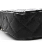 Caviar Quilted Purse With Chain Black