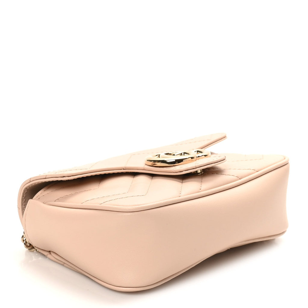 Calfskin Matelasse Super Mini GG Marmont Shoulder Bag Beige