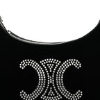 Velvet Strass Triomphe Ava Shoulder Bag Black