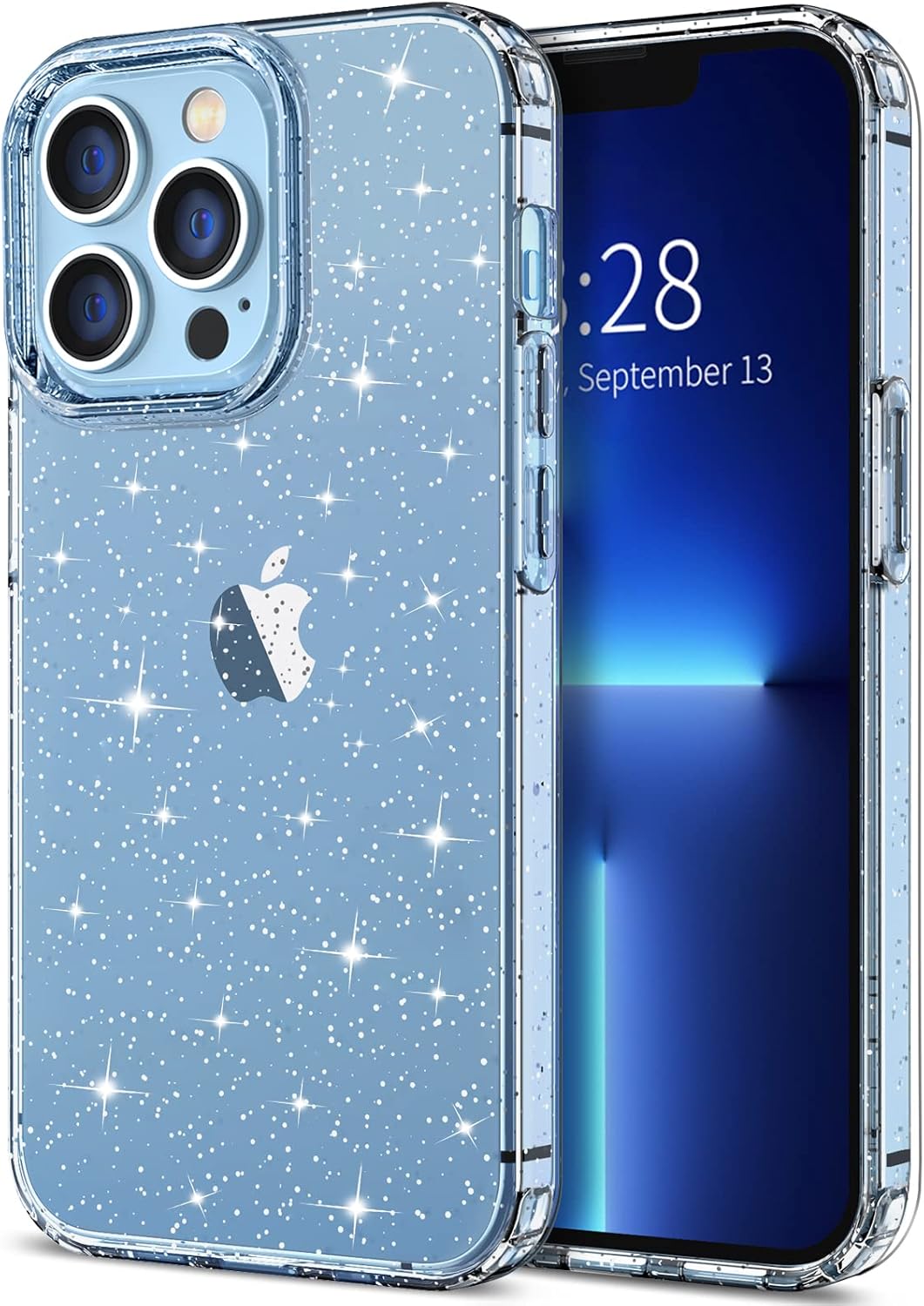 Entronix Case Compatible with iPhone 13 Pro - [Hard Back] Glitter Clear