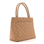 Caviar Quilted Medallion Tote Beige
