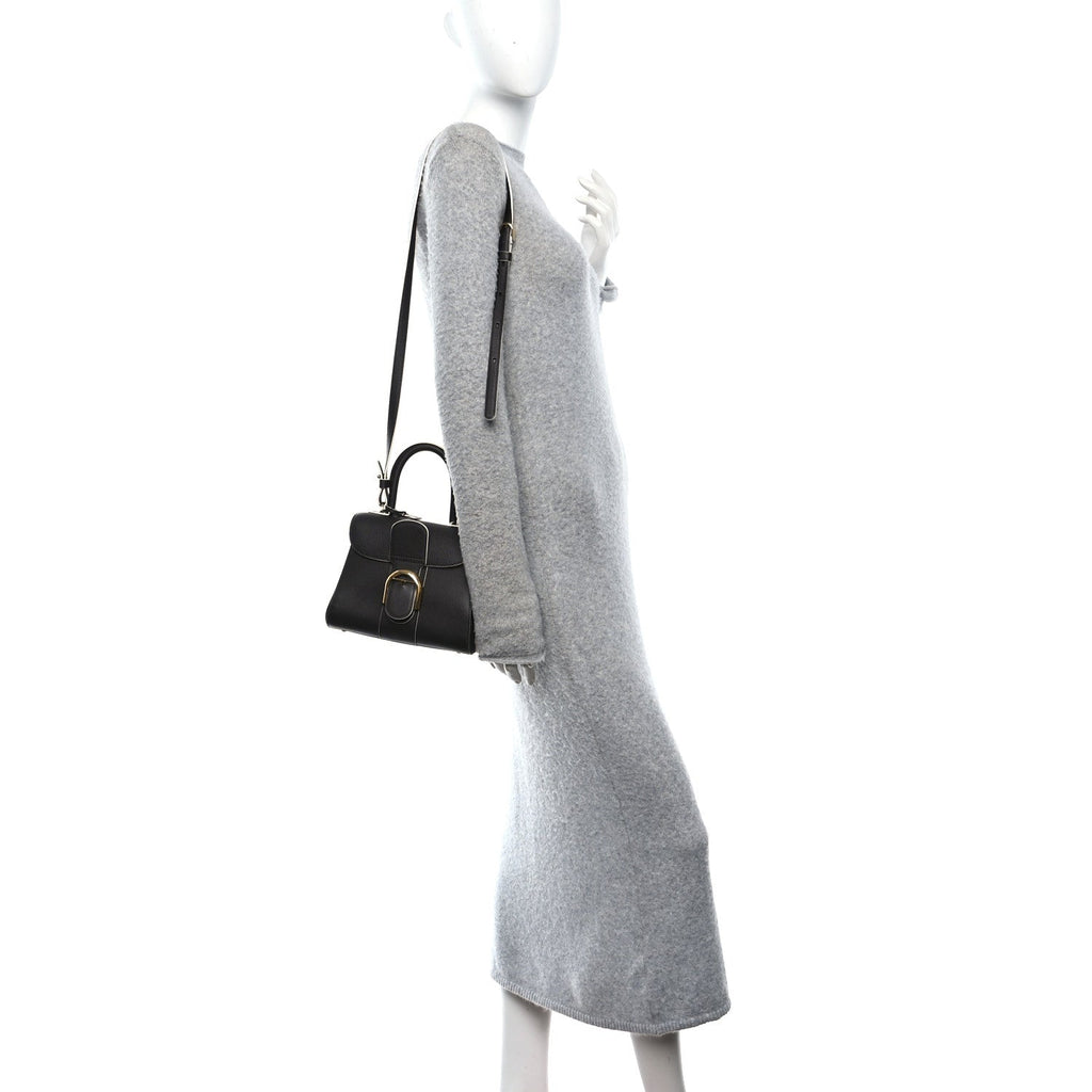 Grained Calfskin Bi-Color Brillant Mini Satchel Black