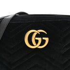 Velvet Matelasse Small GG Marmont Chain Shoulder Bag Black