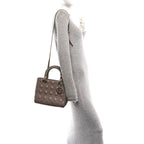 Lambskin Cannage Medium Lady Dior Warm Taupe