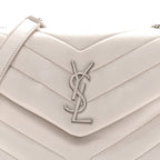 Calfskin Y Quilted Monogram Small Loulou Chain Satchel Ivory