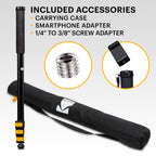 Kodak PhotoGear 72” Portable Camera Monopod, 21”-72” Aluminum Monopod with Wrist Strap & Case