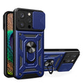 Kickstand Ring Holder With Slide Camera Cover Tpu Magnetic Car Mount For Apple Iphone 14 Pro In Blue