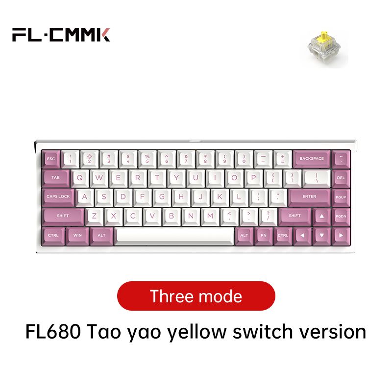 Three-Mode Mechanical Keyboard 68 Keys RGB Hot-Swappable 2.4G Wireless Bluetooth Wired Win/Mac/iPad - G Yellow switch6