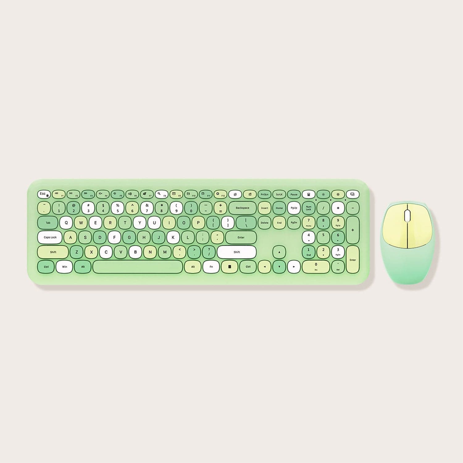 SAHARA - Wireless Keyboard and Mouse Combo with Lime Green Flush Keys