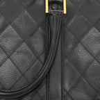 Calfskin Stitched Duffle Travel Bag Black