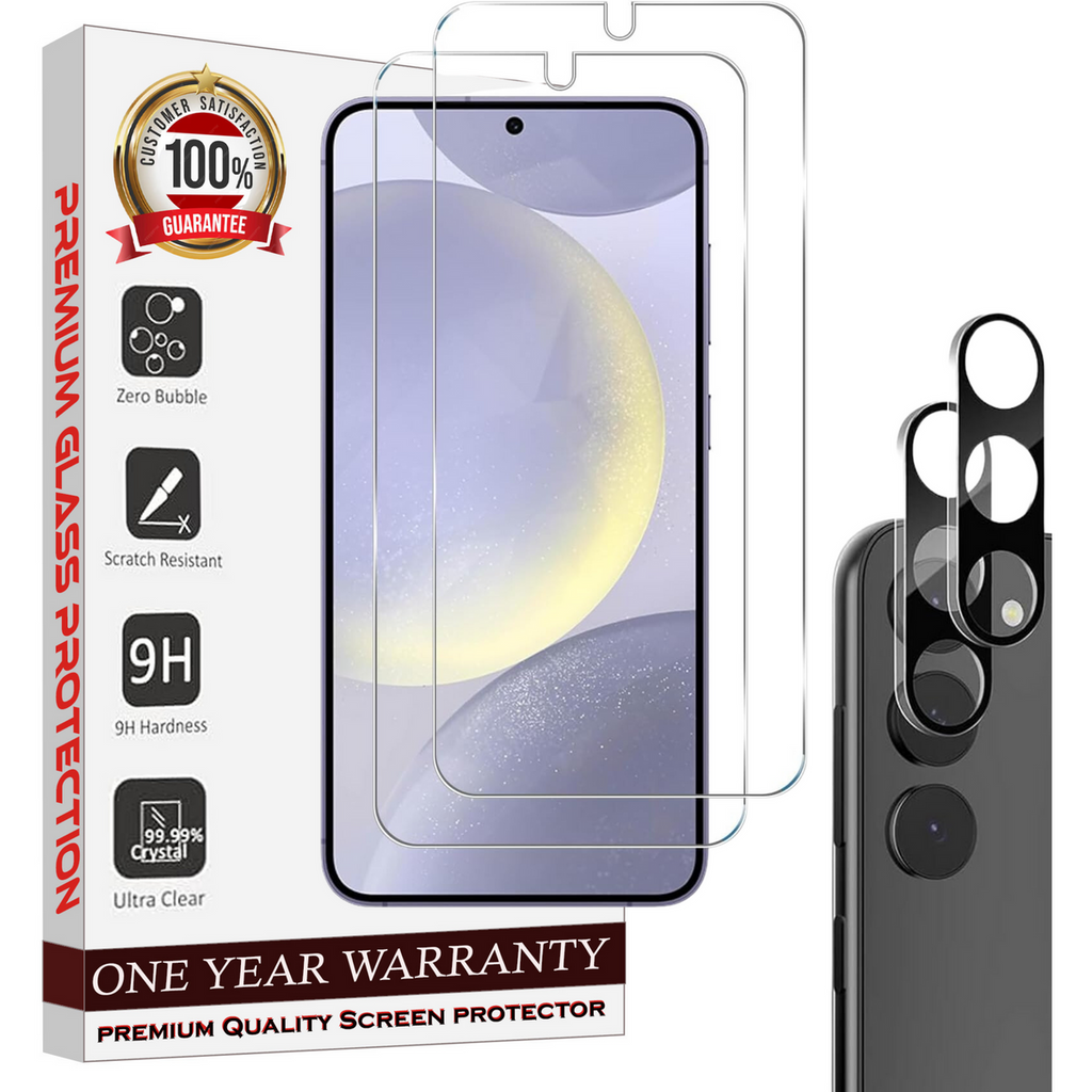 Entronix Clear Screen Protector & Camera Lens Protector Compatible with Galaxy S24 Plus - 4-Piece Combo