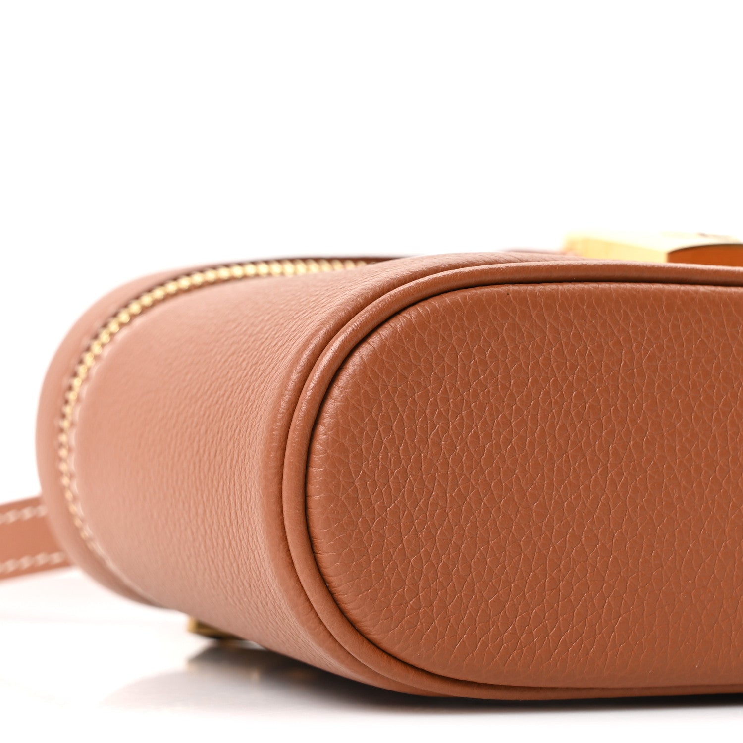 Grained Calfskin Low Key Vanity Pouch Cognac