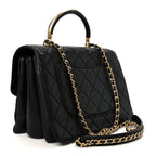 Calfskin Quilted Small Gold Top Handle Flap Black