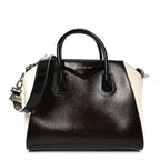 Textured Patent Calfskin Small Tri-Color Antigona Black White Brown