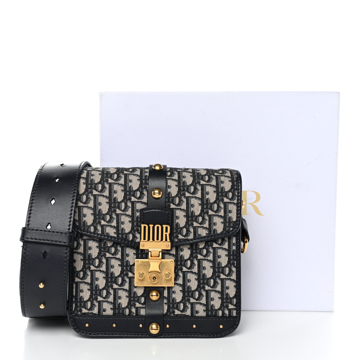 Oblique Square DiorAddict Flap Navy Blue