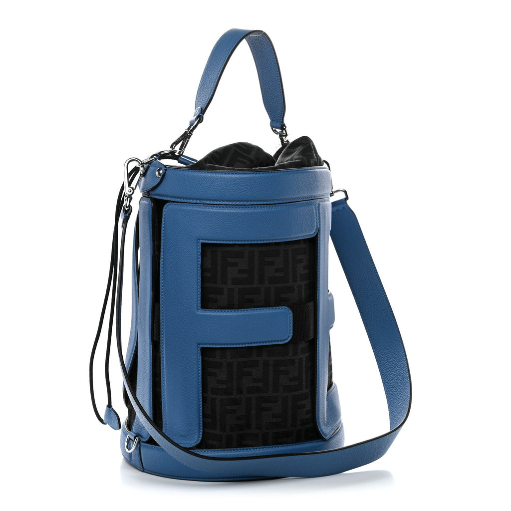 Jacquard Vitello Logo Bucket Bag Fiordaliso