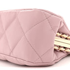 Lambskin Quilted Chain Frame Clutch Pink