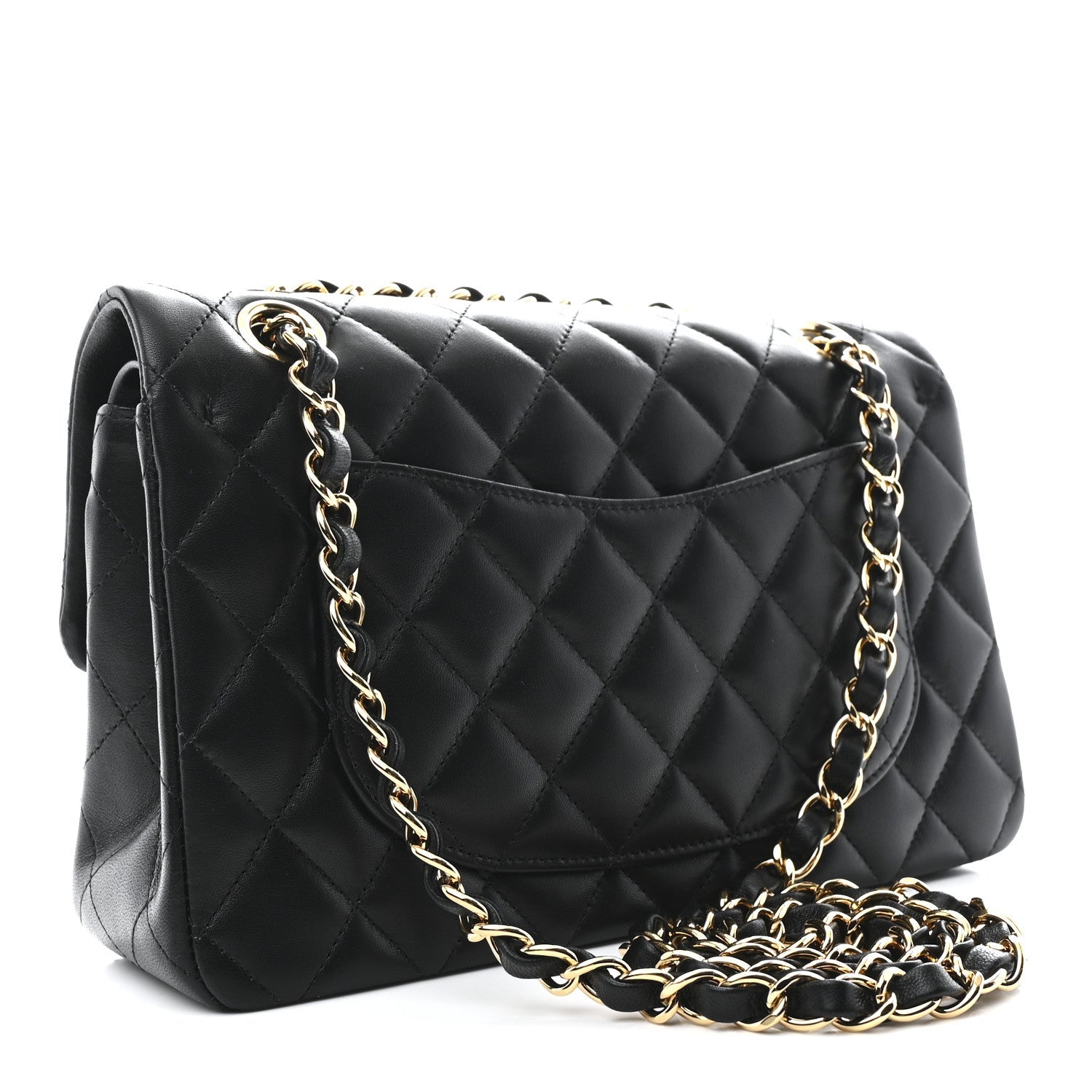 Lambskin Quilted Small Double Flap Black