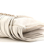 Calfskin Quilted Fringe Small Shopping Bag White