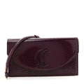 Patent Birdy Snakeskin Embossed Loubi54 Crossbody Clutch Merlot