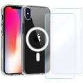 Entronix Bundle Compatible with iPhone X/XS - [Magnetic] Clear Case & 2 Clear Screen Protectors