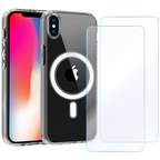 Entronix Bundle Compatible with iPhone X/XS - [Magnetic] Clear Case & 2 Clear Screen Protectors