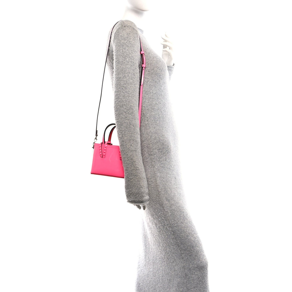 Patent Calfskin Spikes Mini East West Cabata Tote Poupidou