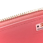 Lambskin Quilted Small Top Handle Vanity Case With Chain Pink