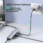 Entronix 6-in-1 USB-C Hub Adapter - HDMI, USB, SD, and PD Converter for MacBook and Laptops