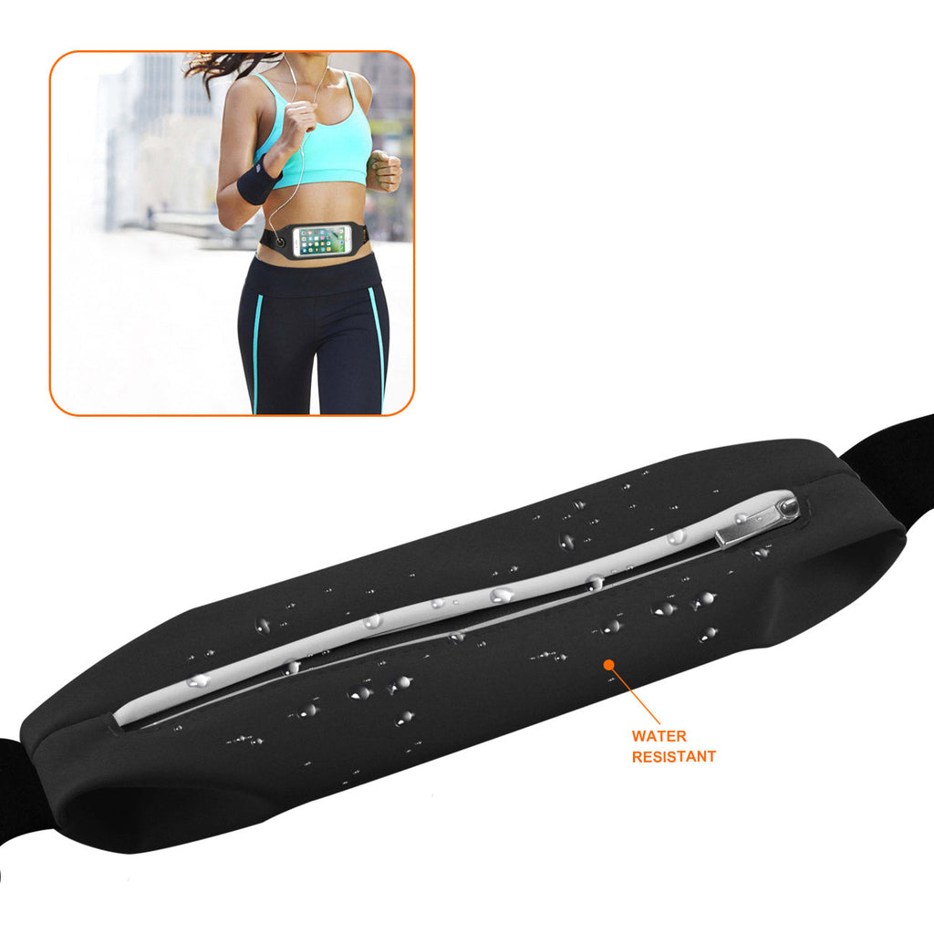 Reiko Running Sport Belt For Iphone 7/ 6/ 6S Or 5 Inches Device With Two Pockets And Led In Black (5X5 Inches)