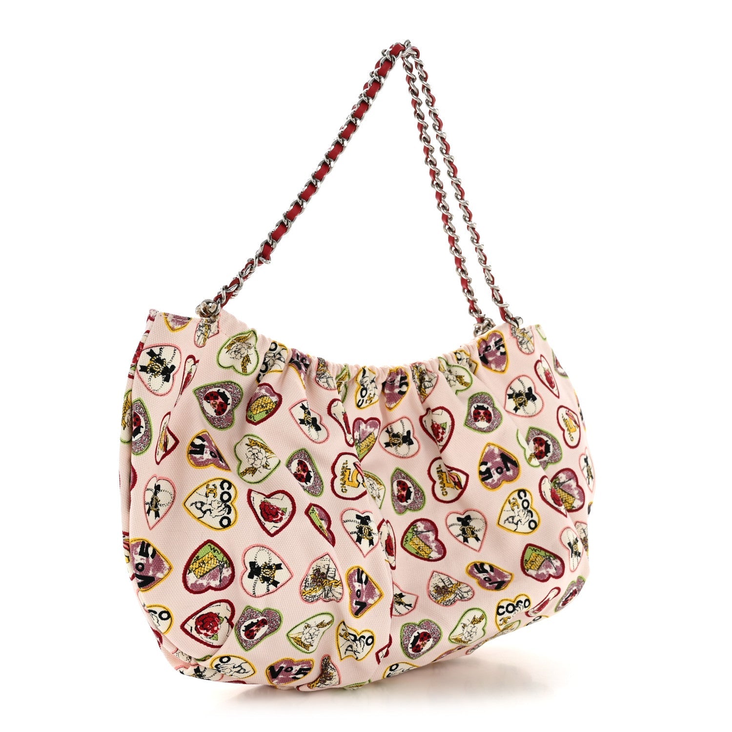 Canvas Coco Hearts Shoulder Bag Pink
