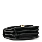 Lambskin Quilted Top Handle Flap Clutch With Chain Black