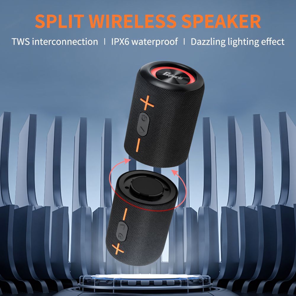 2 in 1 Portable Splittable Bluetooth Speaker, Waterproof Split Wireless Speaker Bluetooth V5.3 with 20W Loud Stereo Sound, 24H Playtime, True Wireless Pairing for Home, Outdoor or Travel