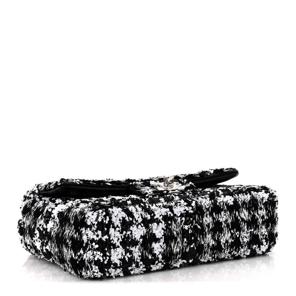 Sequin Houndstooth Small Flap Black White