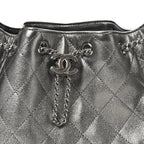 Metallic Caviar Quilted Small Chanel 25 Handbag Anthracite