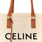 Canvas Calfskin Horizontal Cabas Natural Tan