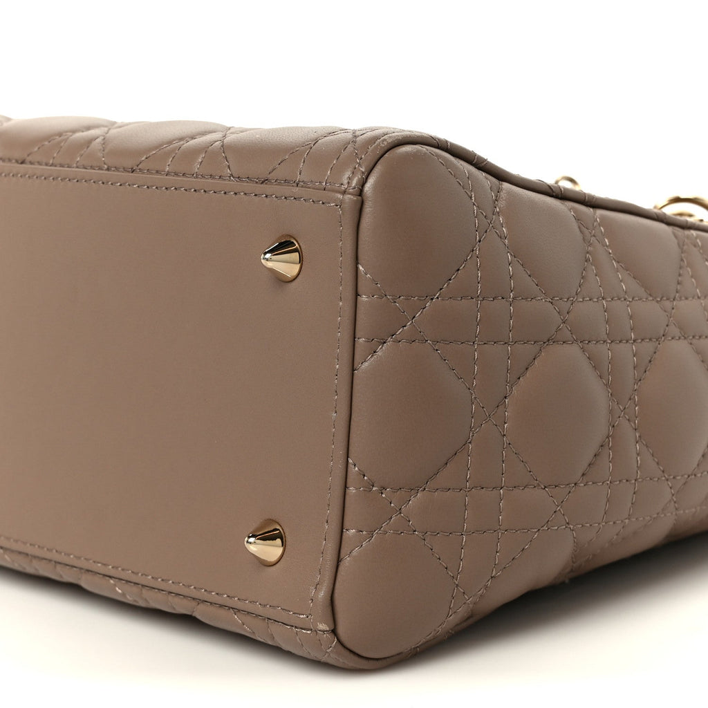 Lambskin Cannage Medium Lady Dior Warm Taupe