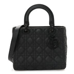 Ultra Matte Calfskin Cannage Medium Lady Dior Black